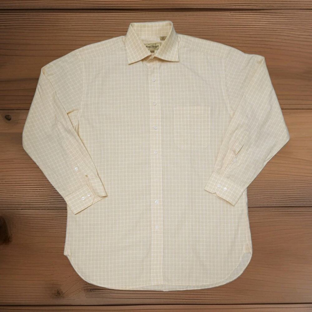 Paul Stuart Check Cotton Spread Collar Long Sleeve Dress Shirt Size 16/33 NOWT